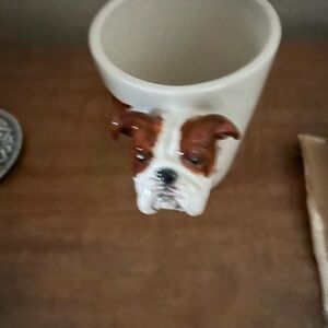 Ceramic Bulldog Accent Mug in Brown and White